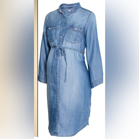 MAMA BEFORE & AFTER DENIM
DRESS Maternity Shirt Dress Size S - Picture 2 of 8